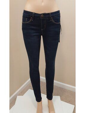 Seven7 Skinny Jeans Dark Wash Stretch Stud Detail Denim SZ 26 NWT